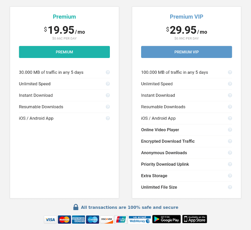 Filejoker Premium Page